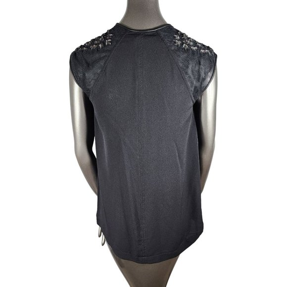 Yigal Azrouel NWT Lambskin Silk Rhinestone Black Embellished Blouse Top Shirt 0 - Picture 5 of 7